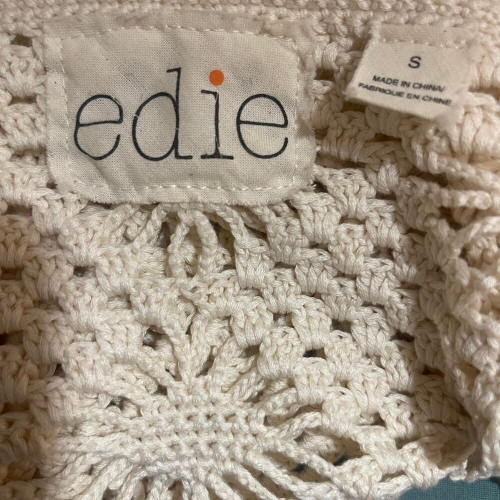 Anthropologie Edie Crochet Fringe Open Weave Cardigan - Picture 6 of 8